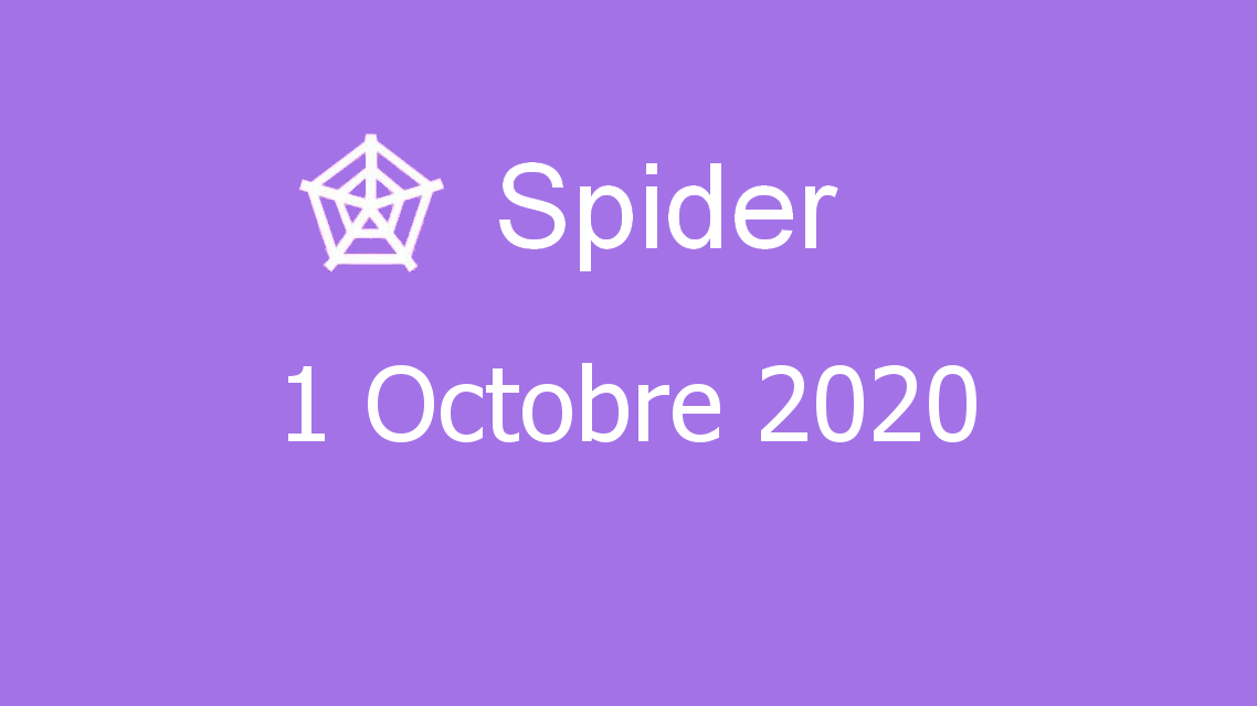 Microsoft solitaire collection - Spider - 01 Octobre 2020